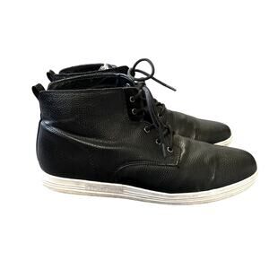 Ben Sherman Mens 11.5 Vance LEATHER Lace Up Chukka Boots High Top Sneakers Black